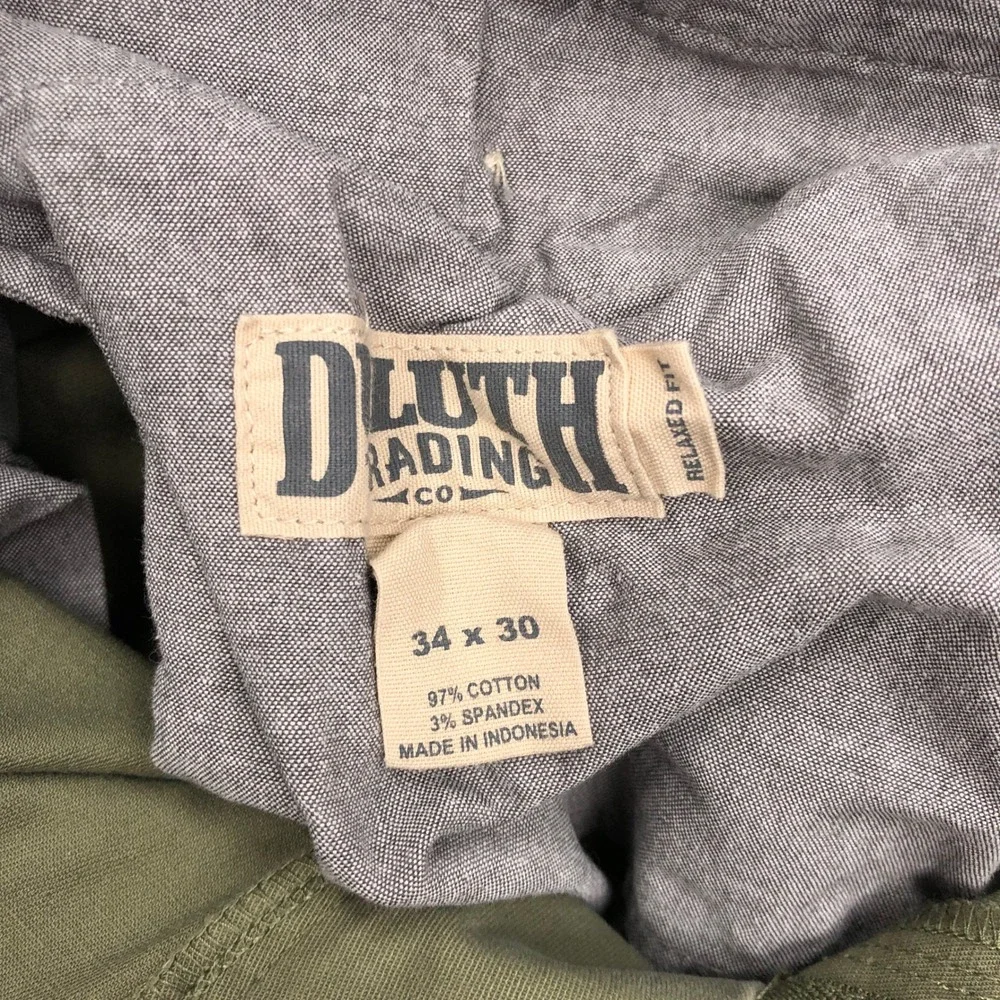 Duluth Trading Co Flex Ballroom Khakis Cargo Pants Men 34x30 Olive Green Relaxed